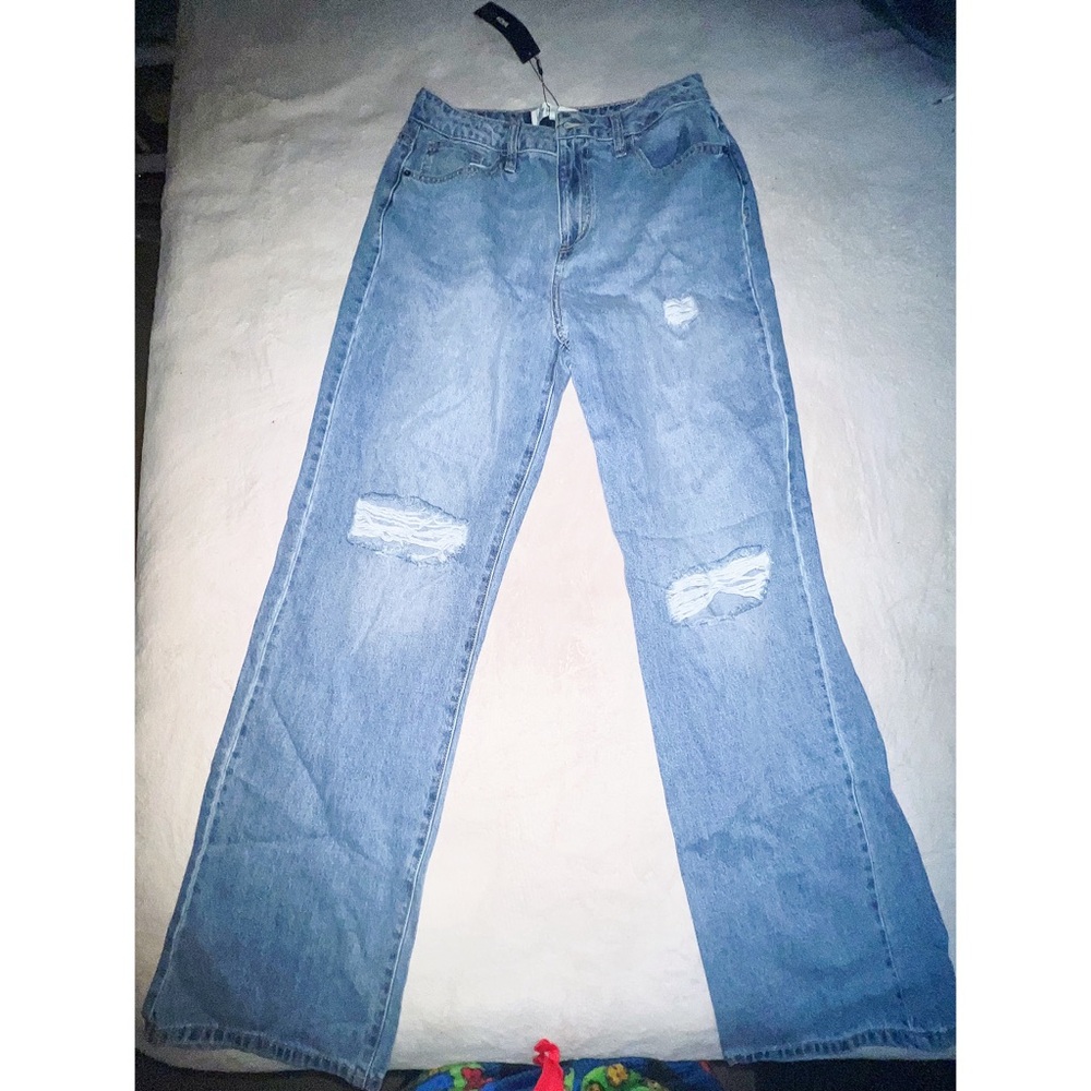 Light Blue Ripped High Waisted Jeans - Picture 3 of 5
